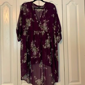 Torrid long purple flower blouse